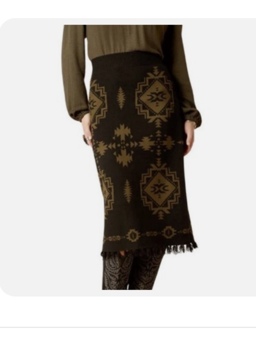 Ariat Southwestern Caldera Sweater Fringe Skirt